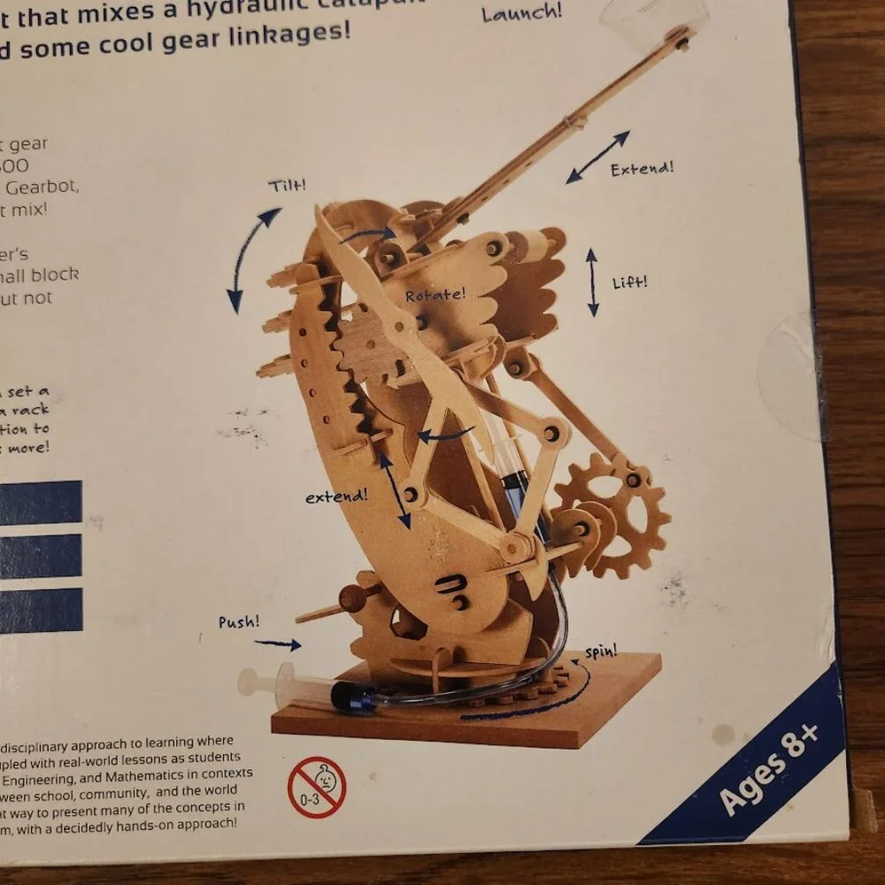New Pathfinders STEM Kit Hydraulic Gearbot Wooden Building Catapult DIY HYDRAULI